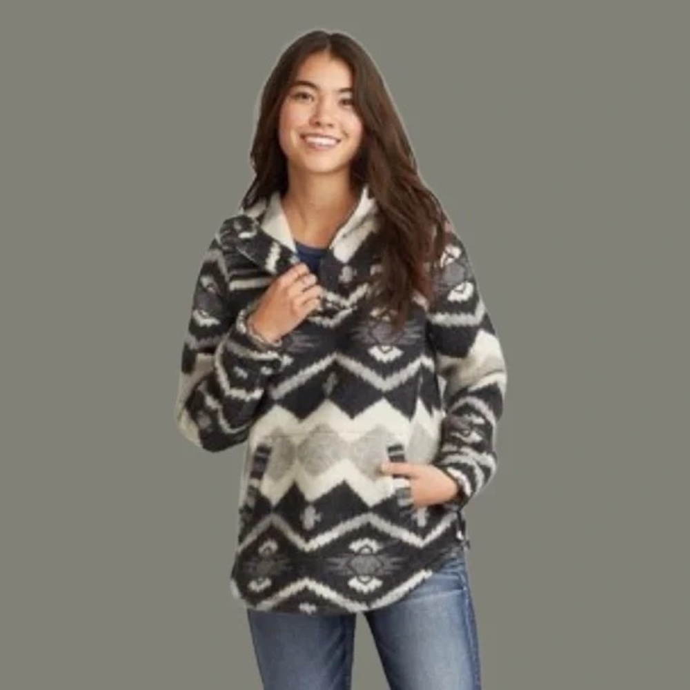 Woolrich X American Eagle  Wool Blend Aztec Southwestern Hooded Blanket Jacket L